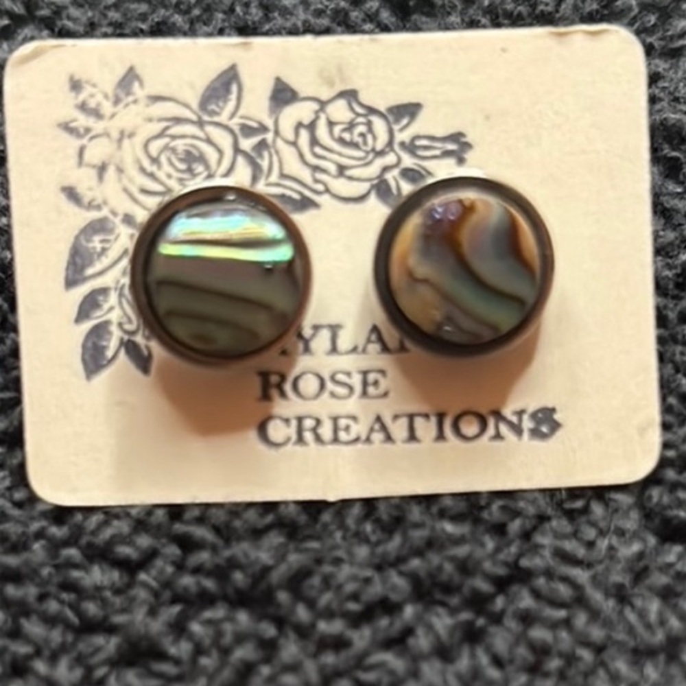 Abalone Shell Stud Earrings - Picture 1 of 3